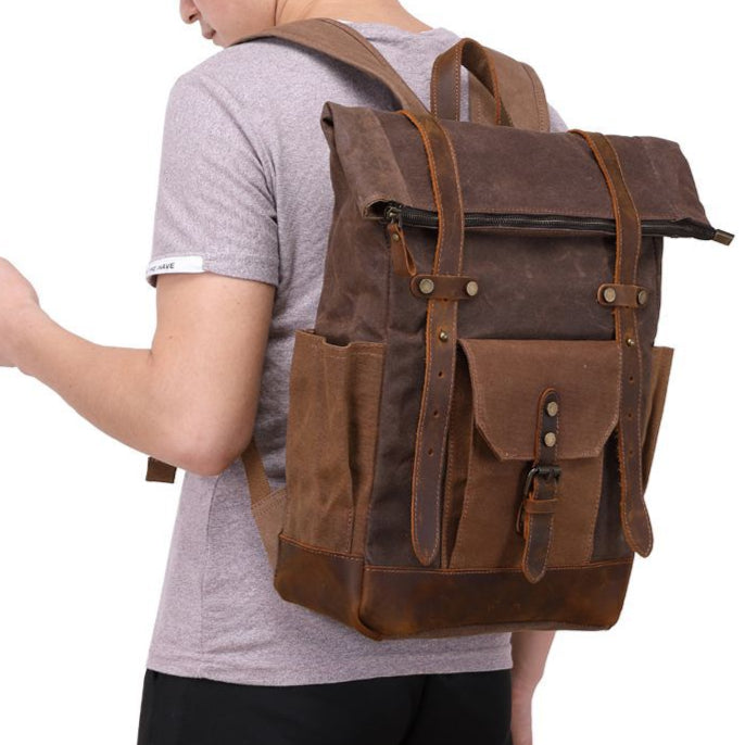 Vintage Oil Wax Waterproof Canvas Traveling Bag
