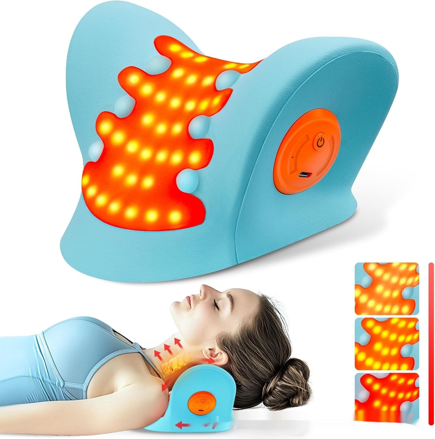 Sleeping Neck Traction Device Red Light Infrared Pulse Therapy Hot Compress Massage Pillow Home Use Head Neck Massage Pillow