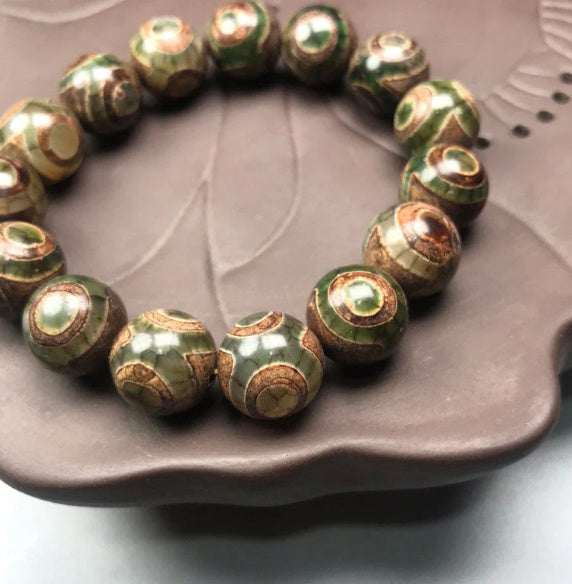 Three-eye Agate Tibet Beads Men's Bracelet