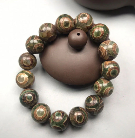 Three-eye Agate Tibet Beads Men's Bracelet