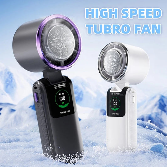 Mini Ventilatore Portatile con Ghiaccio – Ricaricabile, Pieghevole e Regolabile, Ideale per Collo e Uso Esterno