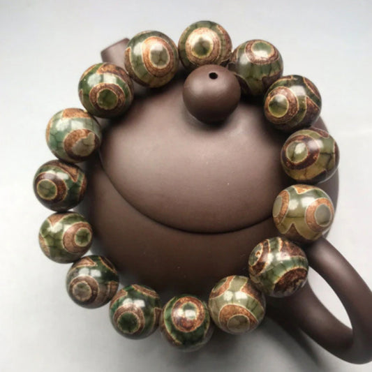 Three-eye Agate Tibet Beads Men's Bracelet
