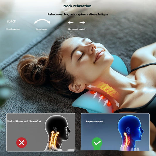 Sleeping Neck Traction Device Red Light Infrared Pulse Therapy Hot Compress Massage Pillow Home Use Head Neck Massage Pillow
